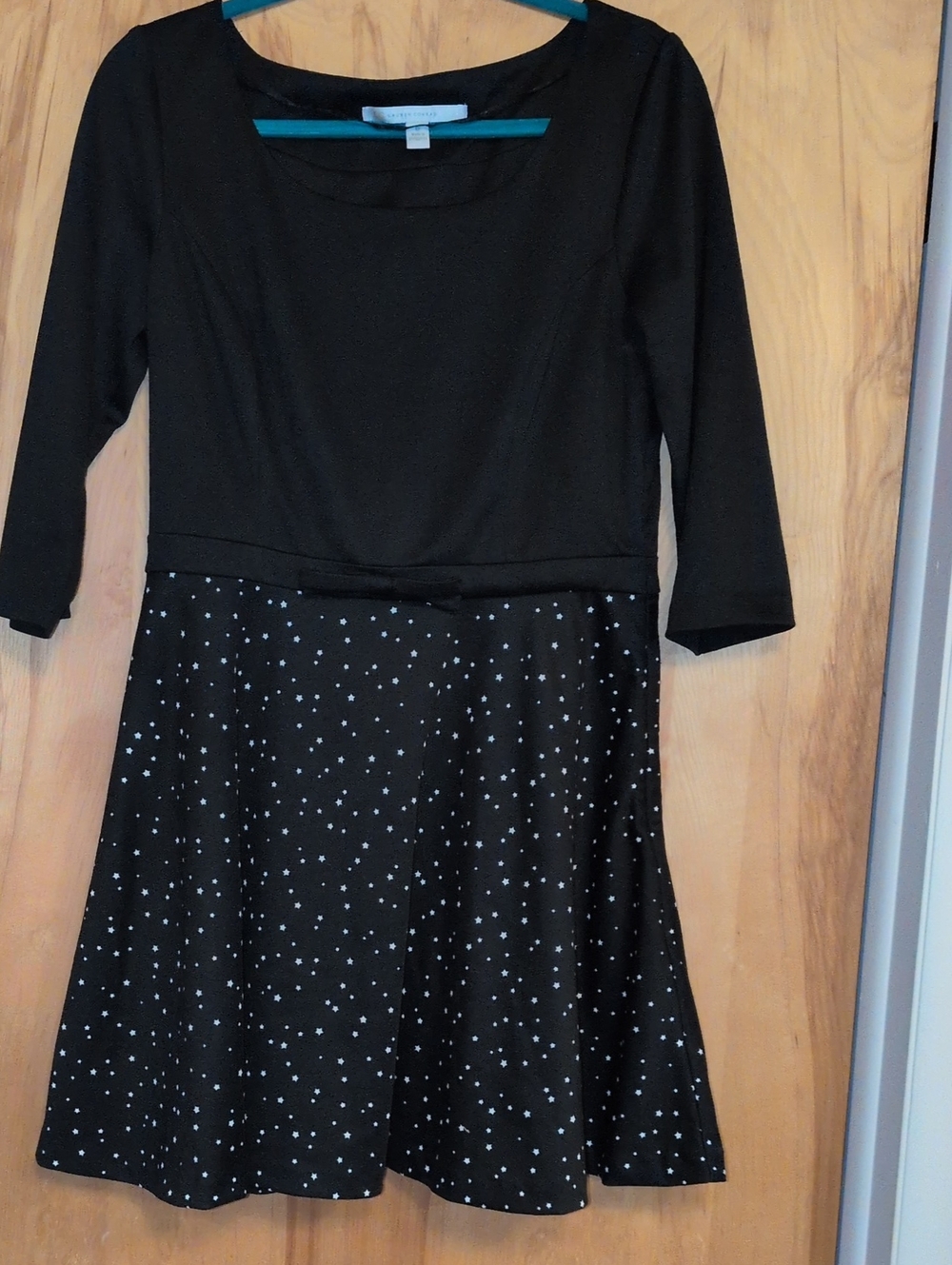 LC Lauren Conrad Black Star-Print Long Sleeve Fit & Flare Dress